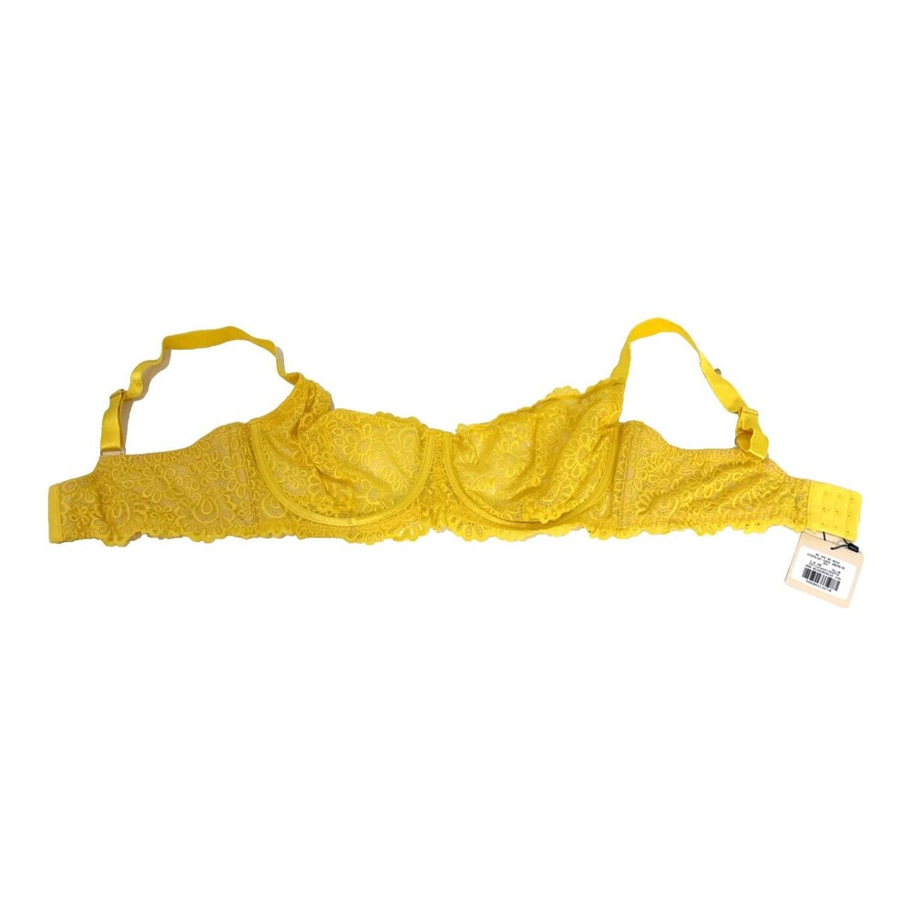 We Are We Wear Every Night Curve Underwire Lace Push Up Bra Bright Yellow Sz 40E